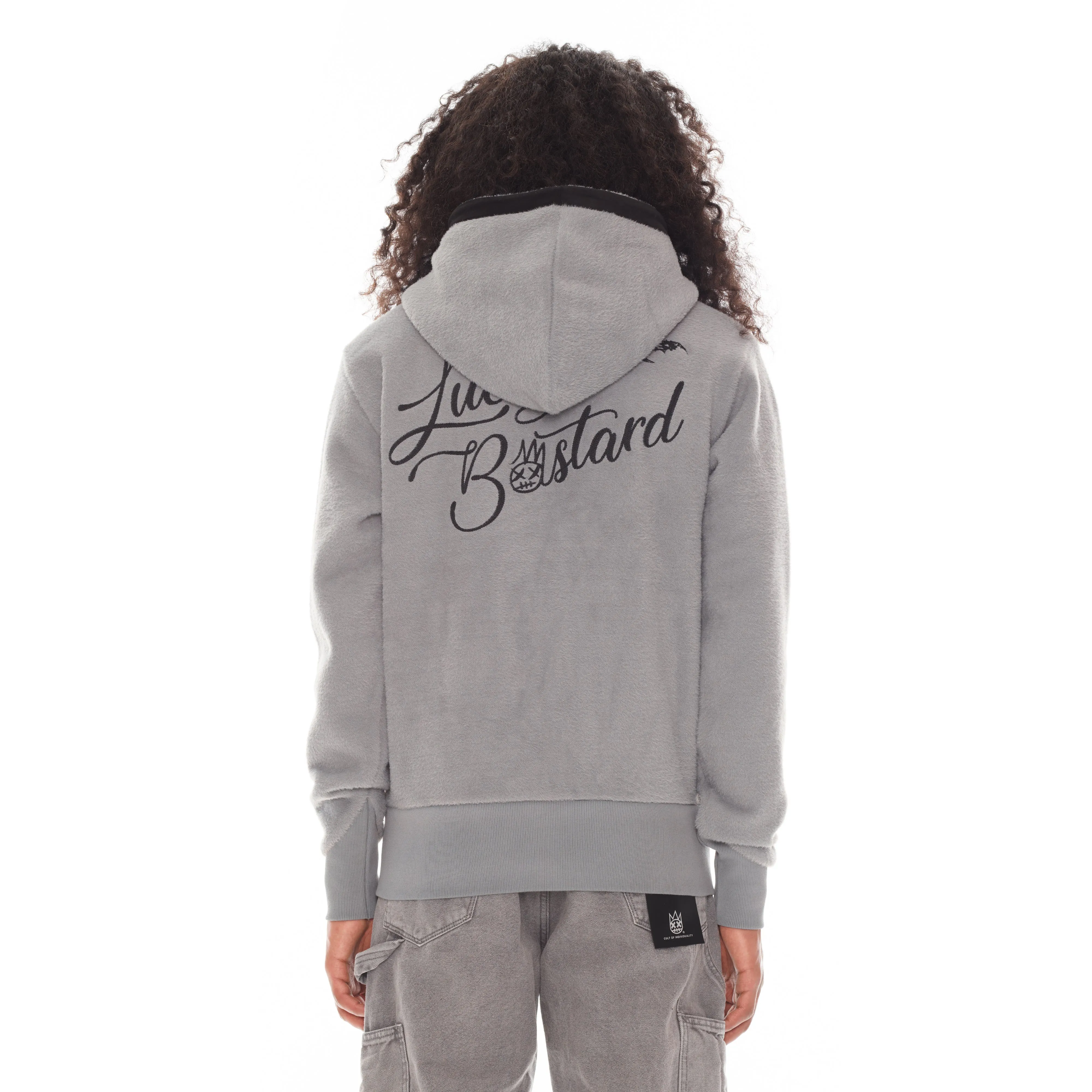 Lucky Bastard Zip Hoody In Heather Grey
