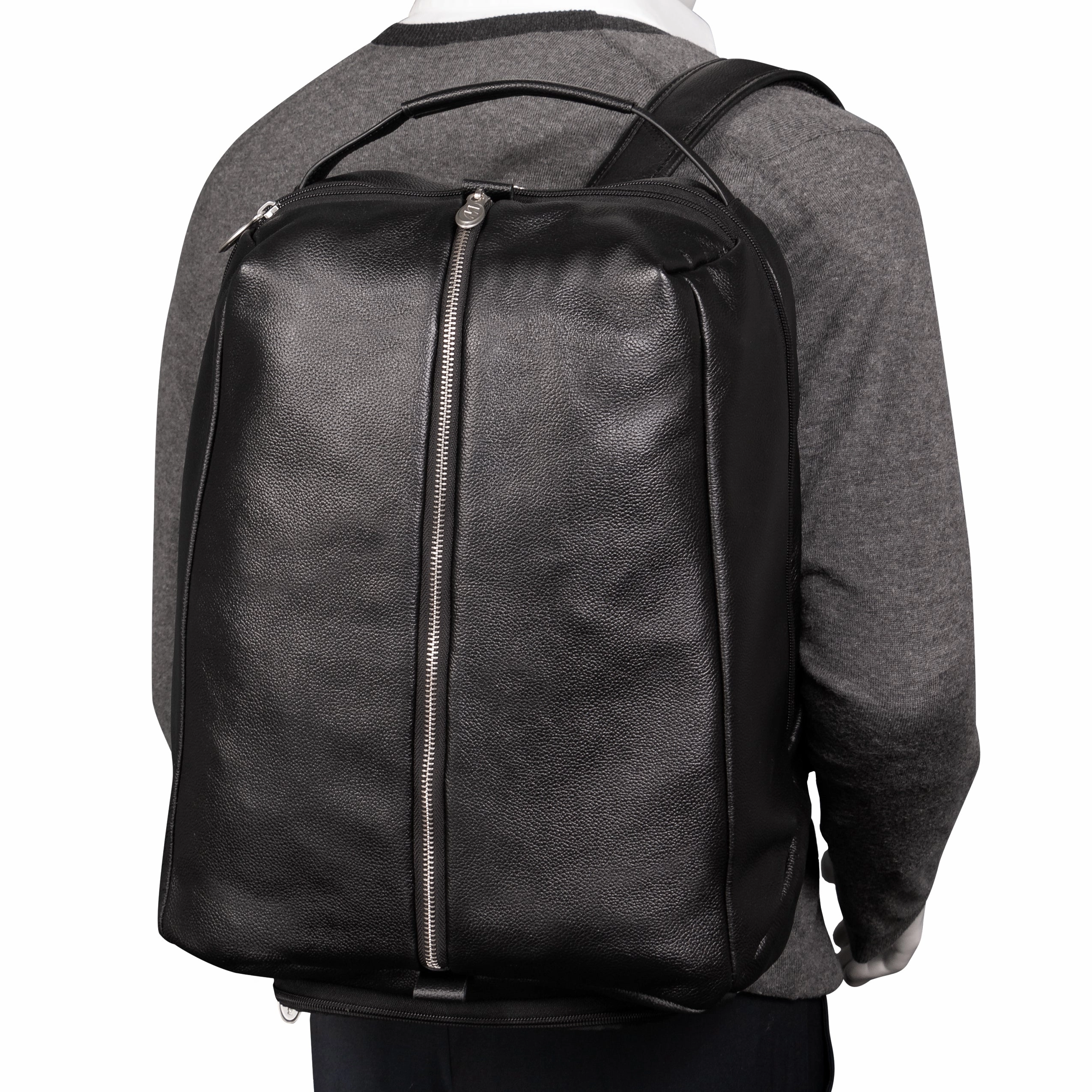 McKlein USA South Shore 17" Leather Carry-All Laptop & Tablet Overnight Backpack