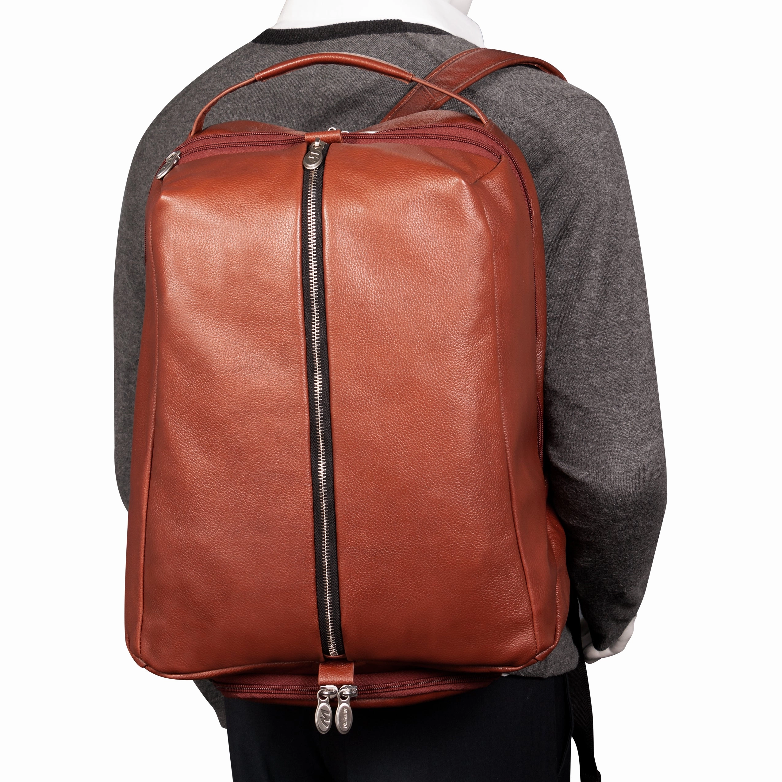 McKlein USA South Shore 17" Leather Carry-All Laptop & Tablet Overnight Backpack