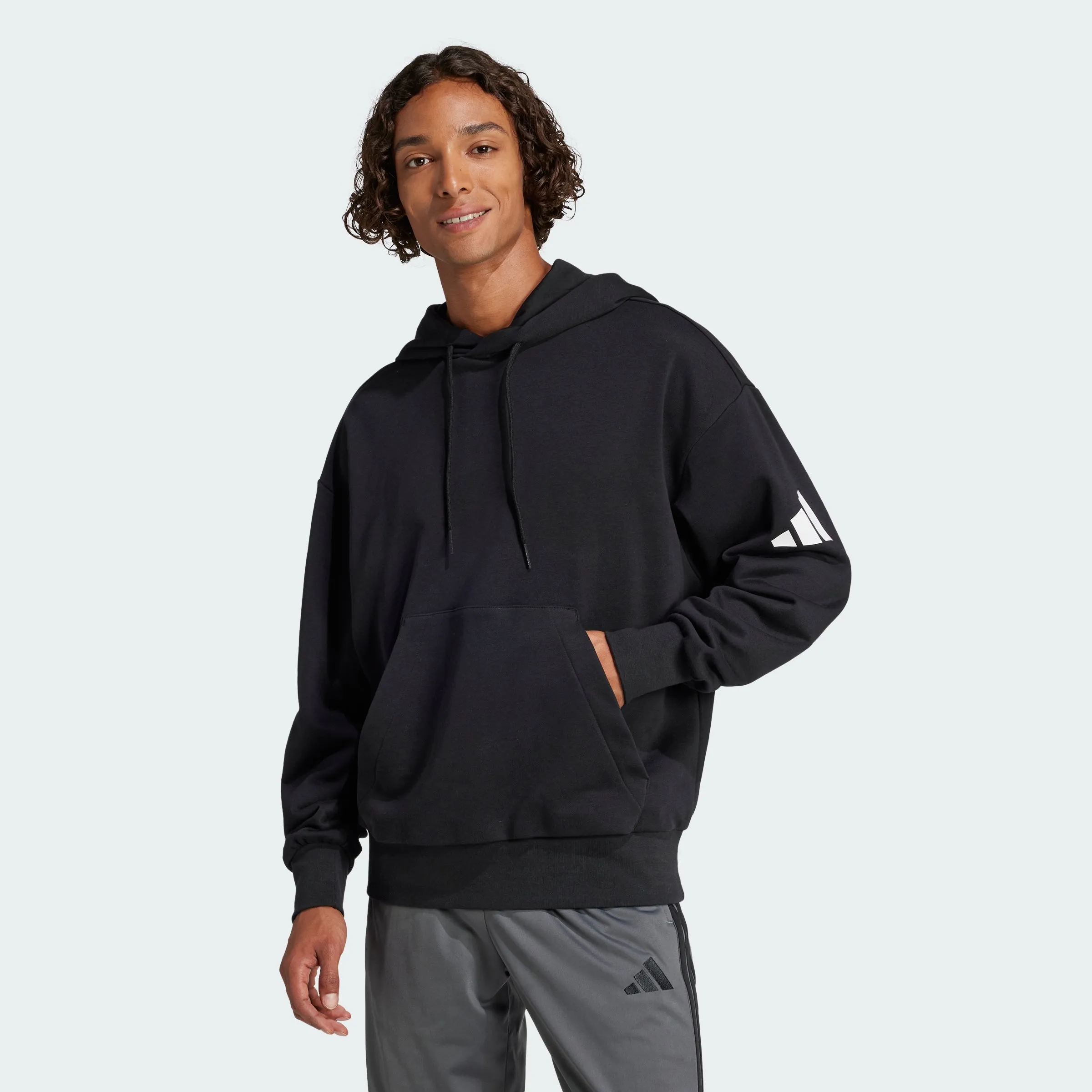 Men's adidas Essentials Loose-Fit 3 Bar Logo French Terry Hoodie