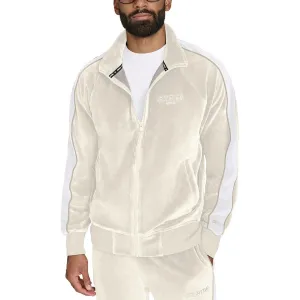 Mens Striped Velour Track Jacket