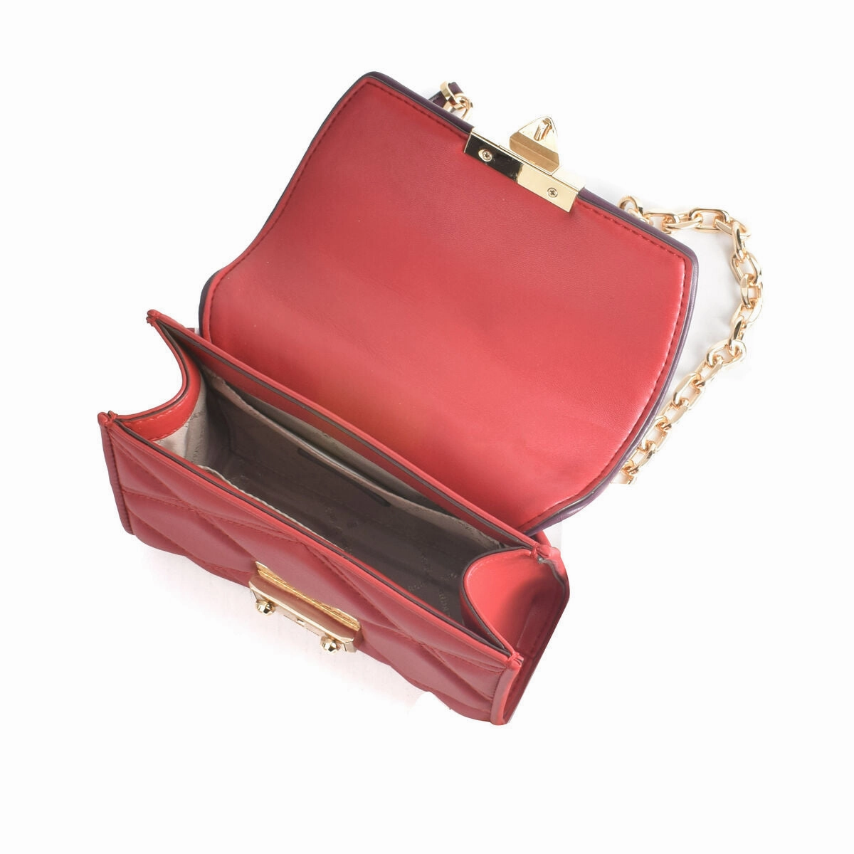Michael Kors Chain Shoulder Crossbody Bag Chilli Red Plum Purple
