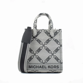 Michael Kors Gigi Grey Logo Canvas Crossbody Shoulder Bag