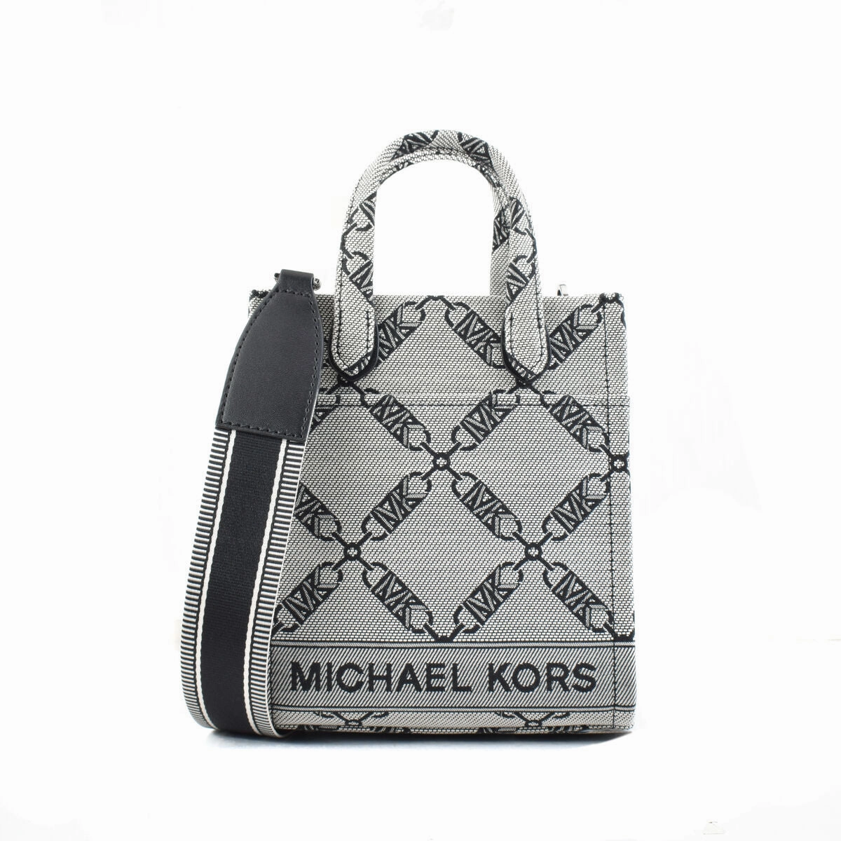 Michael Kors Gigi Grey Logo Canvas Crossbody Shoulder Bag