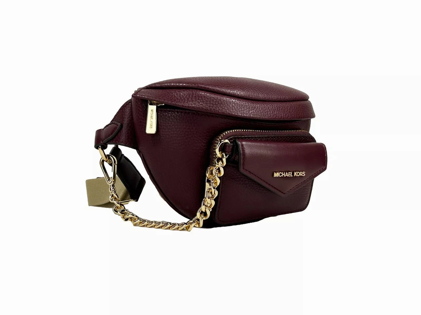 Michael Kors Leather Maise 2 in 1 Fanny Waist Pack Bag Maroon
