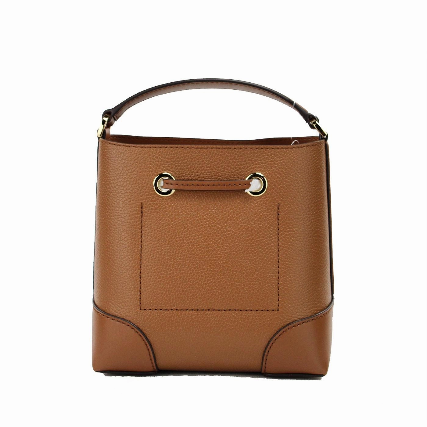 Michael Kors Mercer Small Luggage Pebbled Leather Bucket Crossbody Bag Purse
