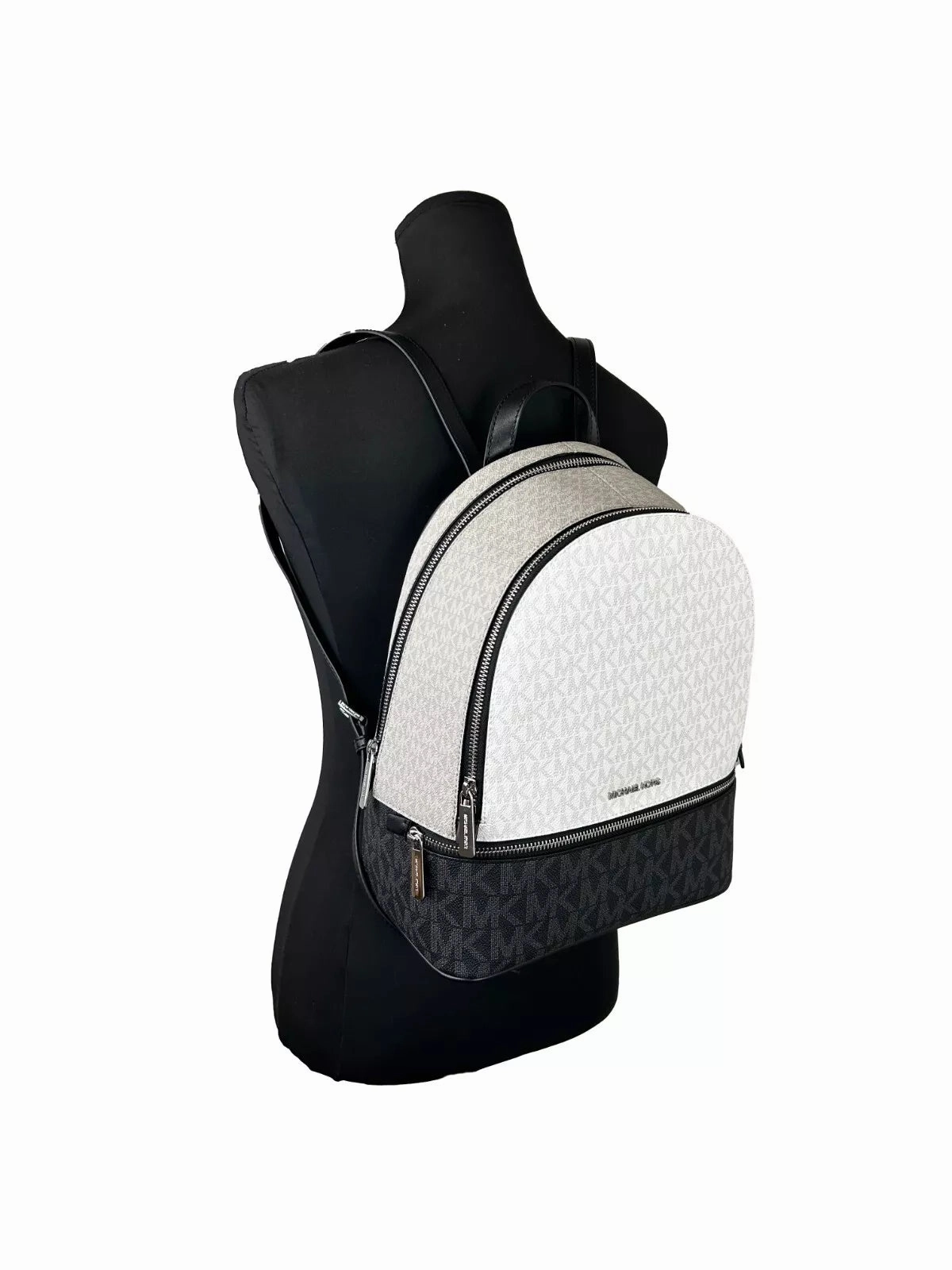 Michael Kors Rhea Medium PVC Backpack Bookbag Optic White Multi