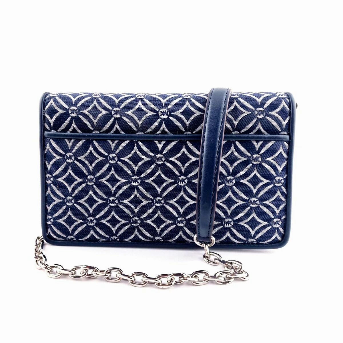 Michael Kors Shoulder Crossbody Print Chain Bag Denim Blue
