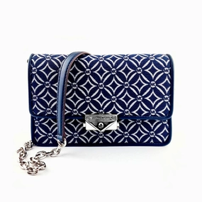 Michael Kors Shoulder Crossbody Print Chain Bag Denim Blue