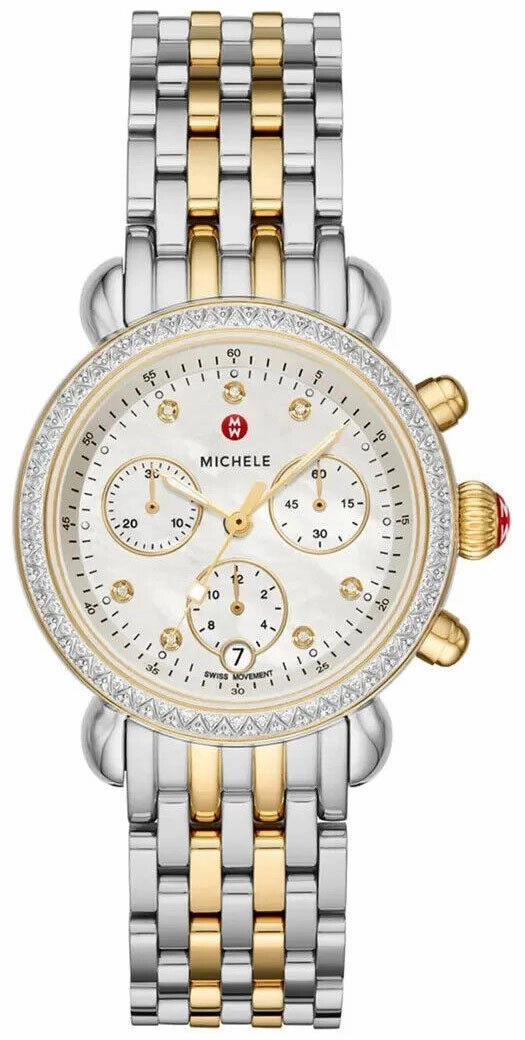 Michele CSX-36 Chronograph Mother of Pearl Dial Date Two-Tone Stainless Steel Womens Watch MWW03C000514