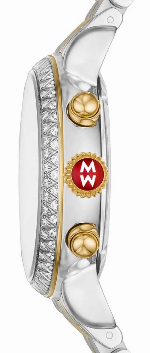 Michele CSX-36 Chronograph Mother of Pearl Dial Date Two-Tone Stainless Steel Womens Watch MWW03C000514