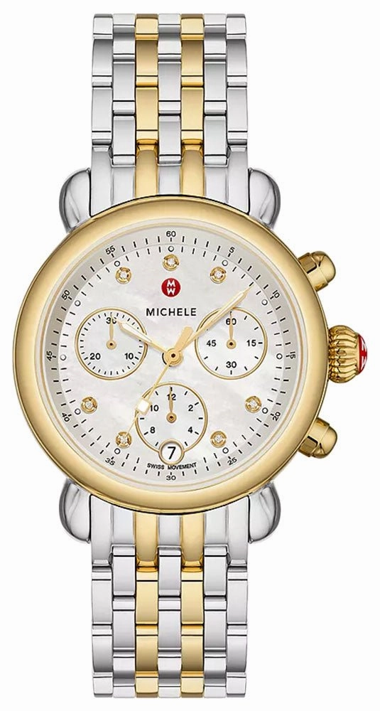 Michele CSX 36 Chronograph Mother-of-Pearl Dial Date Two-Tone Stainless Steel Womens Watch MWW03C000522