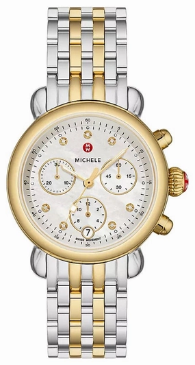 Michele CSX 36 Chronograph Mother-of-Pearl Dial Date Two-Tone Stainless Steel Womens Watch MWW03C000522