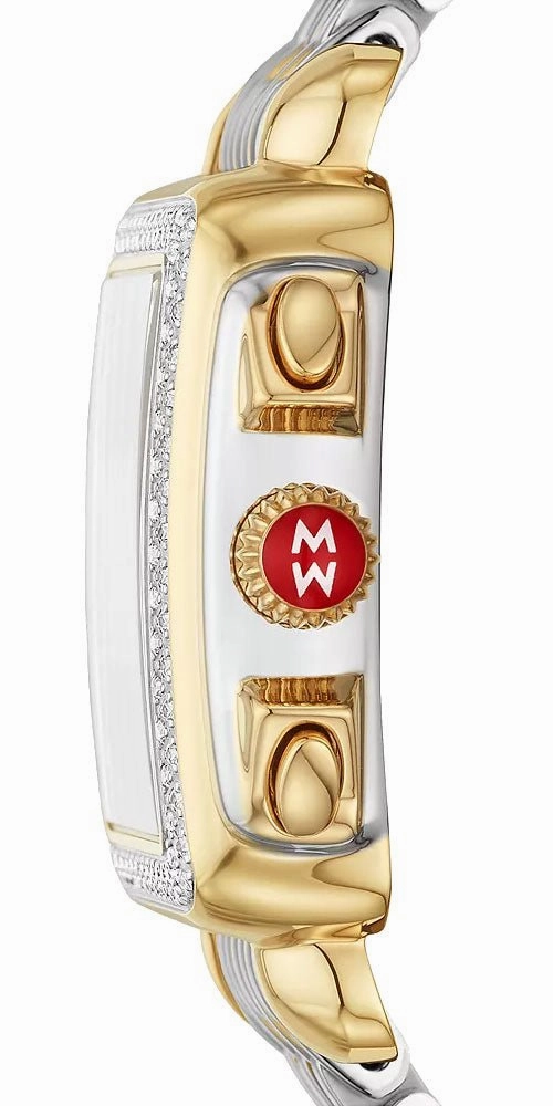 Michele Deco Chronograph Blue Mother-of-Pearl Dial Date Two-Tone Stainless Steel & Diamonds Womens Watch MWW06A000809