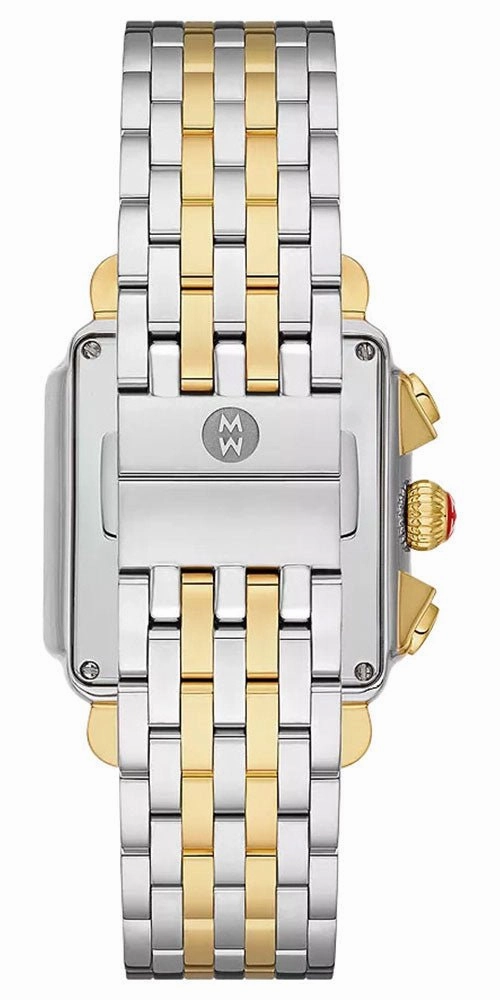 Michele Deco Chronograph Blue Mother-of-Pearl Dial Date Two-Tone Stainless Steel & Diamonds Womens Watch MWW06A000809