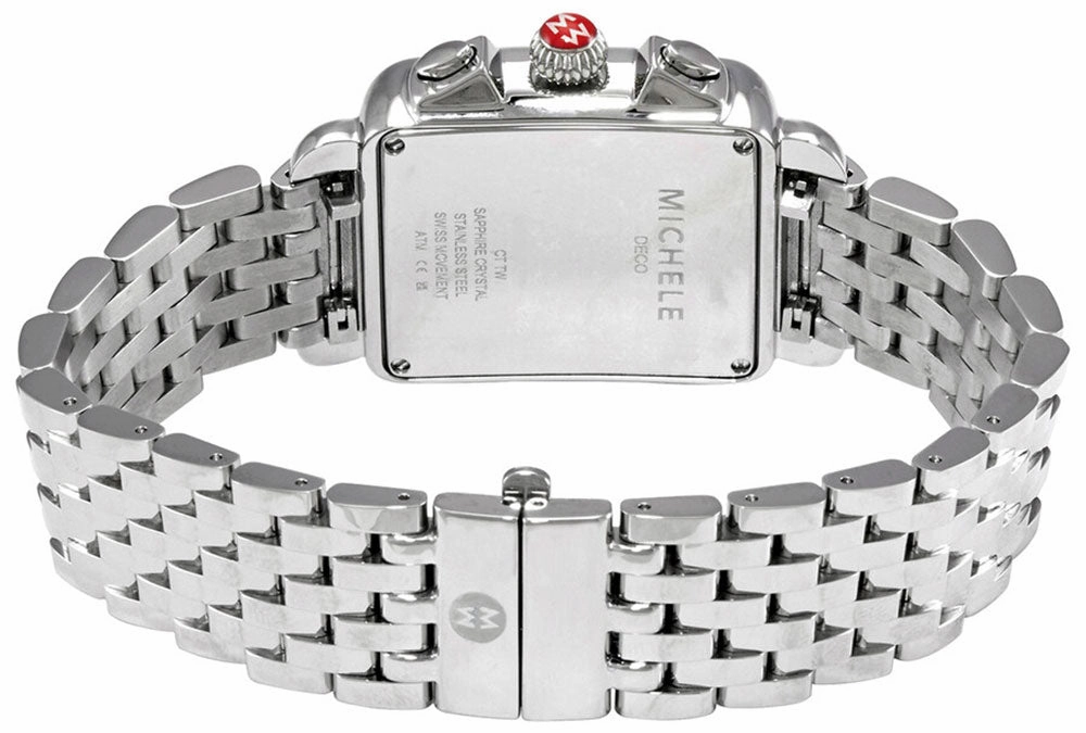Michele Deco Chronograph Stainless Steel Diamonds Mother-of-Pearl Dial Date Womens Watch MWW06A000778