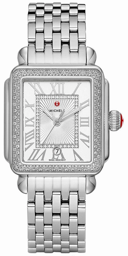 Michele Deco Madison Date Stainless Steel Diamonds Silver Dial Womens Watch MWW06T000163
