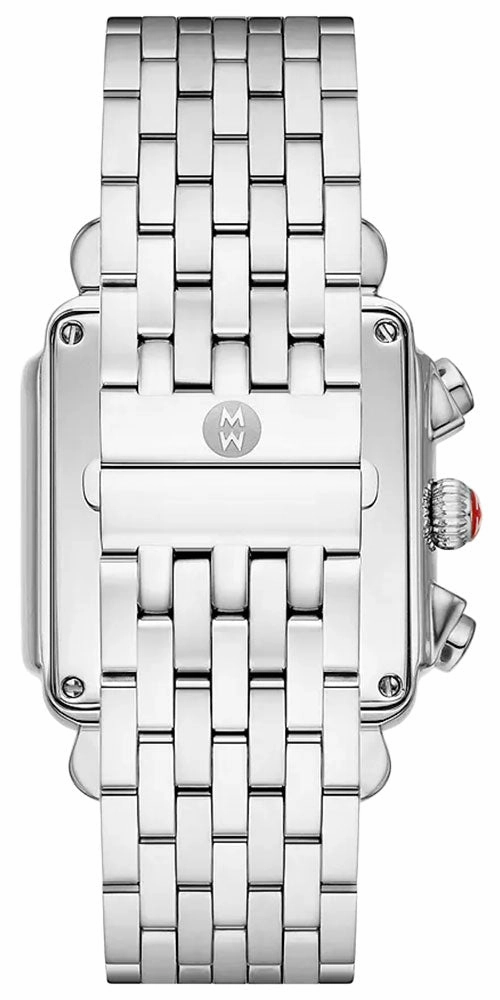 Michele Deco XL Chronograph Day-of-Week/Date Mother-of-Pearl Dial Diamonds Stainless Steel Rectangle Womens Watch MWW06Z000035