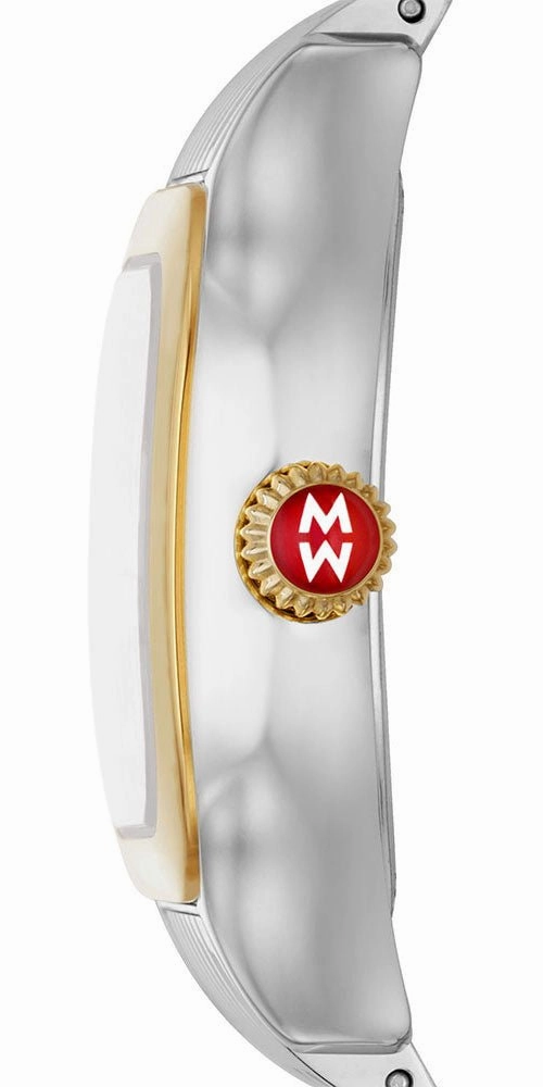 Michele Meggie Two-Tone Steel Diamonds Square Blue Dusk Mother-of-Pearl Dial Womens Watch MWW33B000015