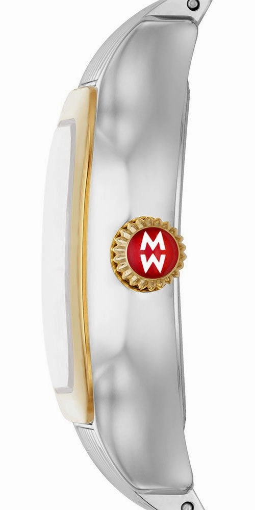 Michele Meggie Two-Tone Steel Diamonds Square Peony Pink Mother-of-Pearl Dial Womens Watch MWW33B000014