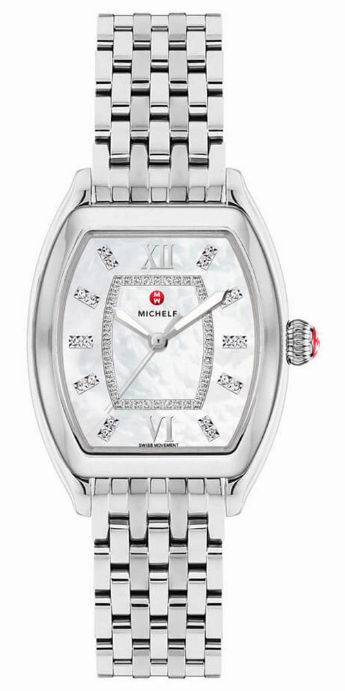 Michele Releve Stainless Steel Mother-of-Pearl Dial Diamonds Quartz Womens Watch MWW19B000003