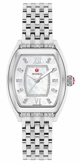 Michele Releve Stainless Steel Mother-of-Pearl Dial Diamonds Quartz Womens Watch MWW19B000003