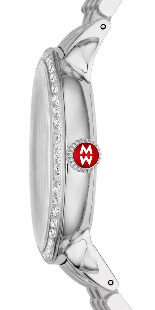 Michele Serein Mid Stainless Steel Diamonds Silver Dial Date Womens Watch MWW21B000143