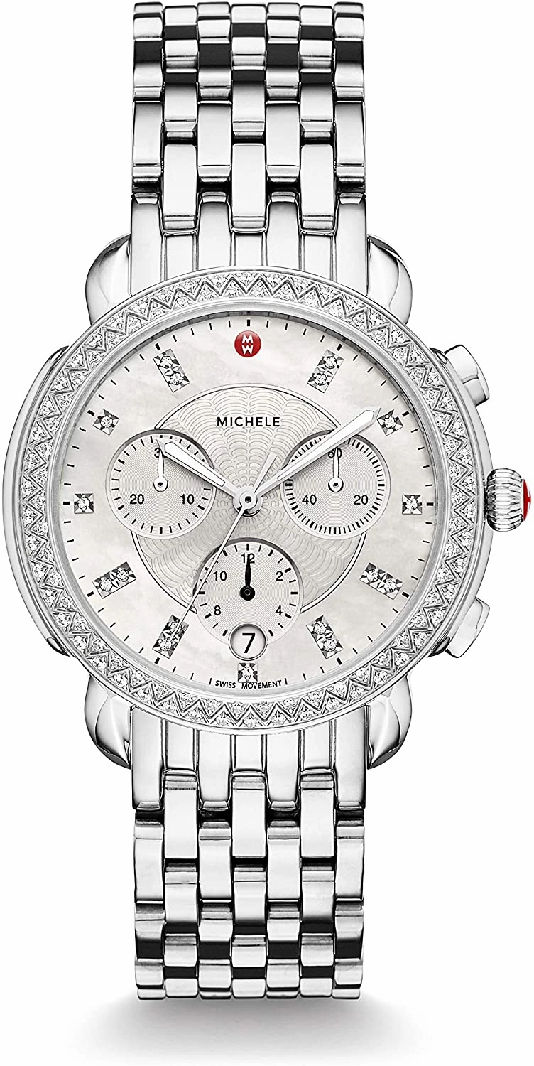 Michele Sidney Chronograph Stainless Steel Diamond Womens Watch MWW30A000001