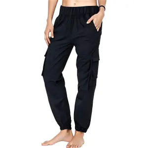Mid-Rise Cargo Pant Womens Pocket Woven Track Pants