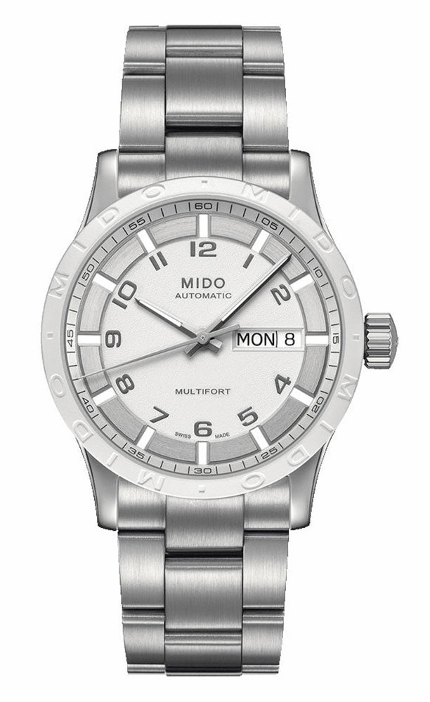 Mido Multifort Stainless Steel White Dial Day-Date Automatic Unisex Watch M018.830.11.012.00