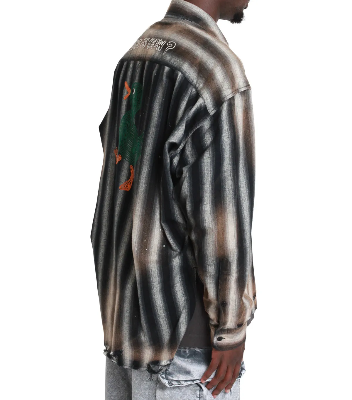 Mihara Yasuhiro Vintage Like Stripe Long Sleeve Shirts Black