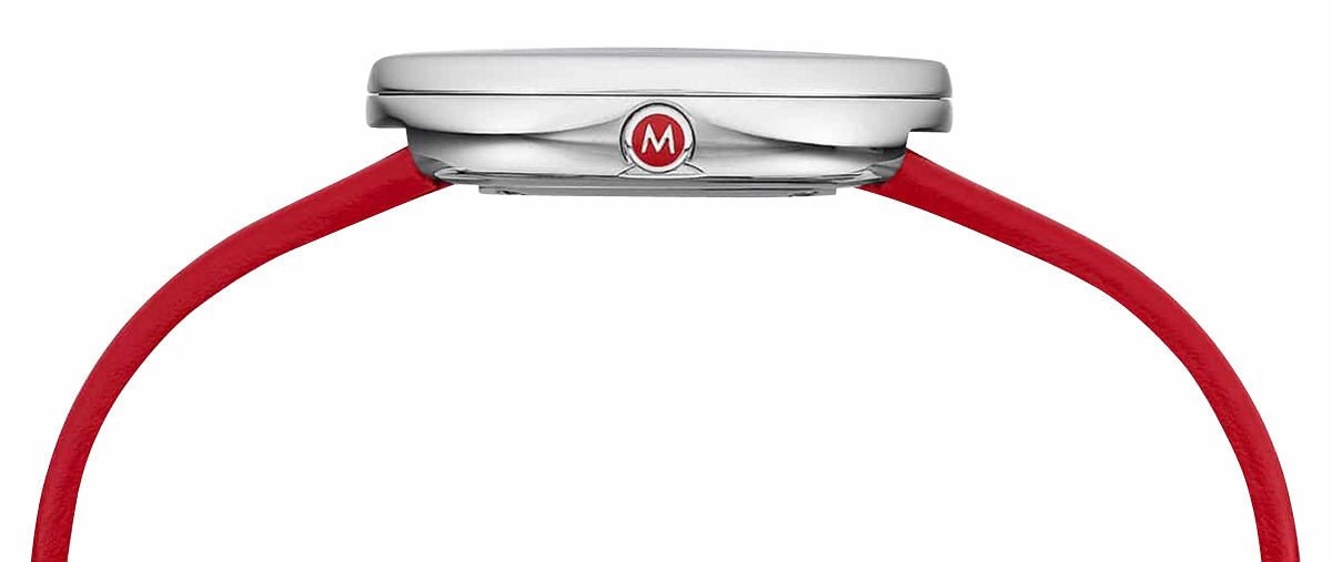 Mondaine Giant Backlight Stainless Steel White Dial Red Leather Strap Quartz Womens Watch MSX.3511B.LC