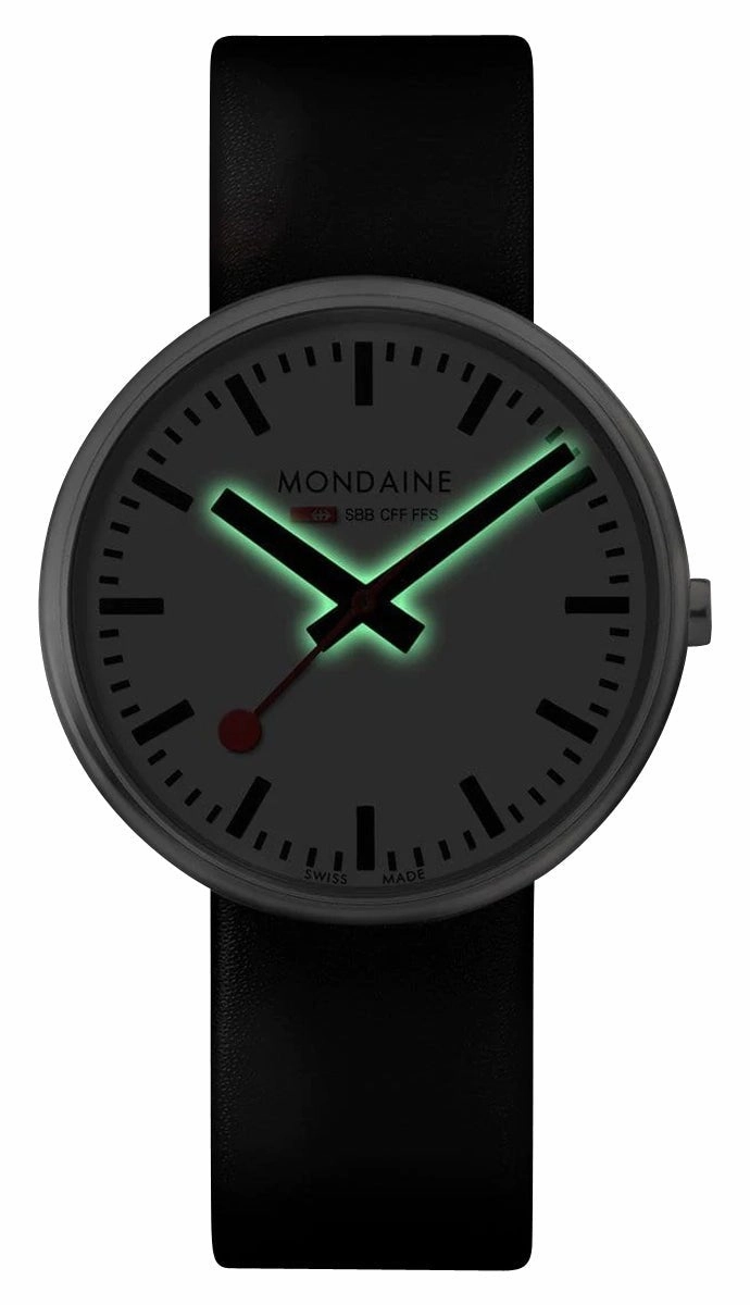 Mondaine Giant Backlight Stainless Steel White Dial Red Leather Strap Quartz Womens Watch MSX.3511B.LC