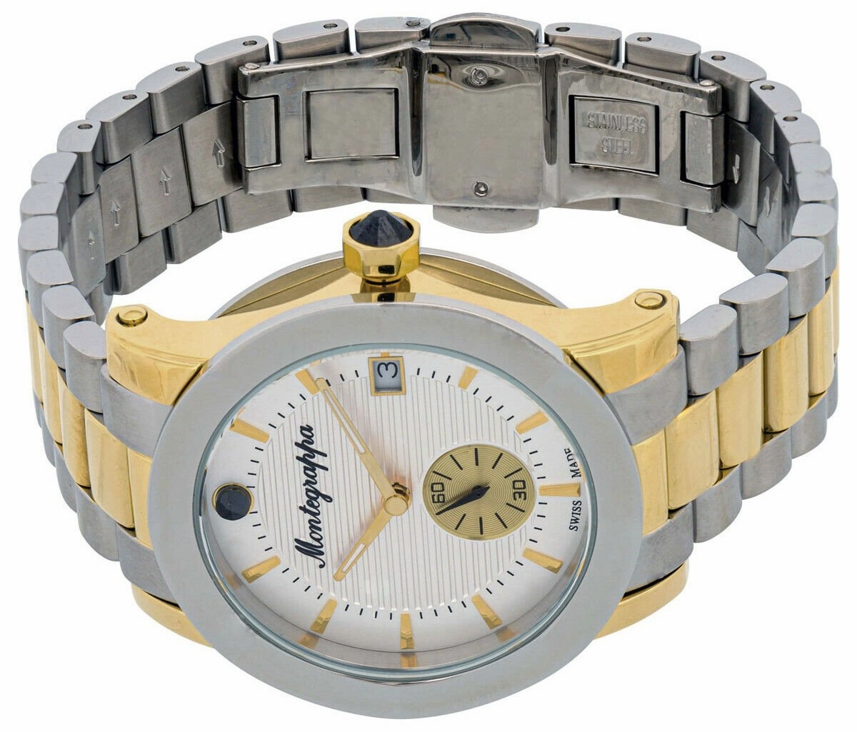 Montegrappa Nerouno White Dial Date Two Tone Stainless Steel Quartz Women's Watch IDLNWA18_Y
