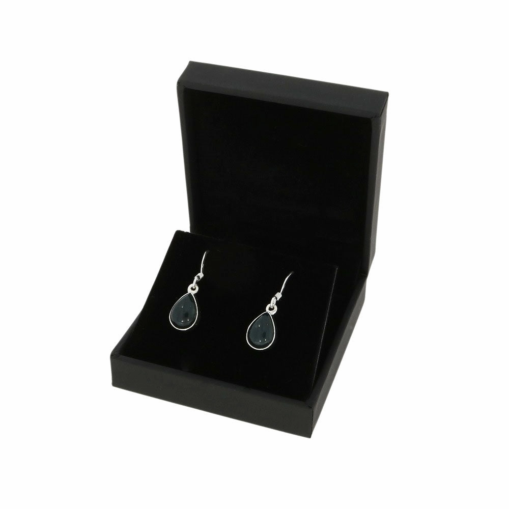 Moss Agate Sterling Silver Teardrop Drop Earrings