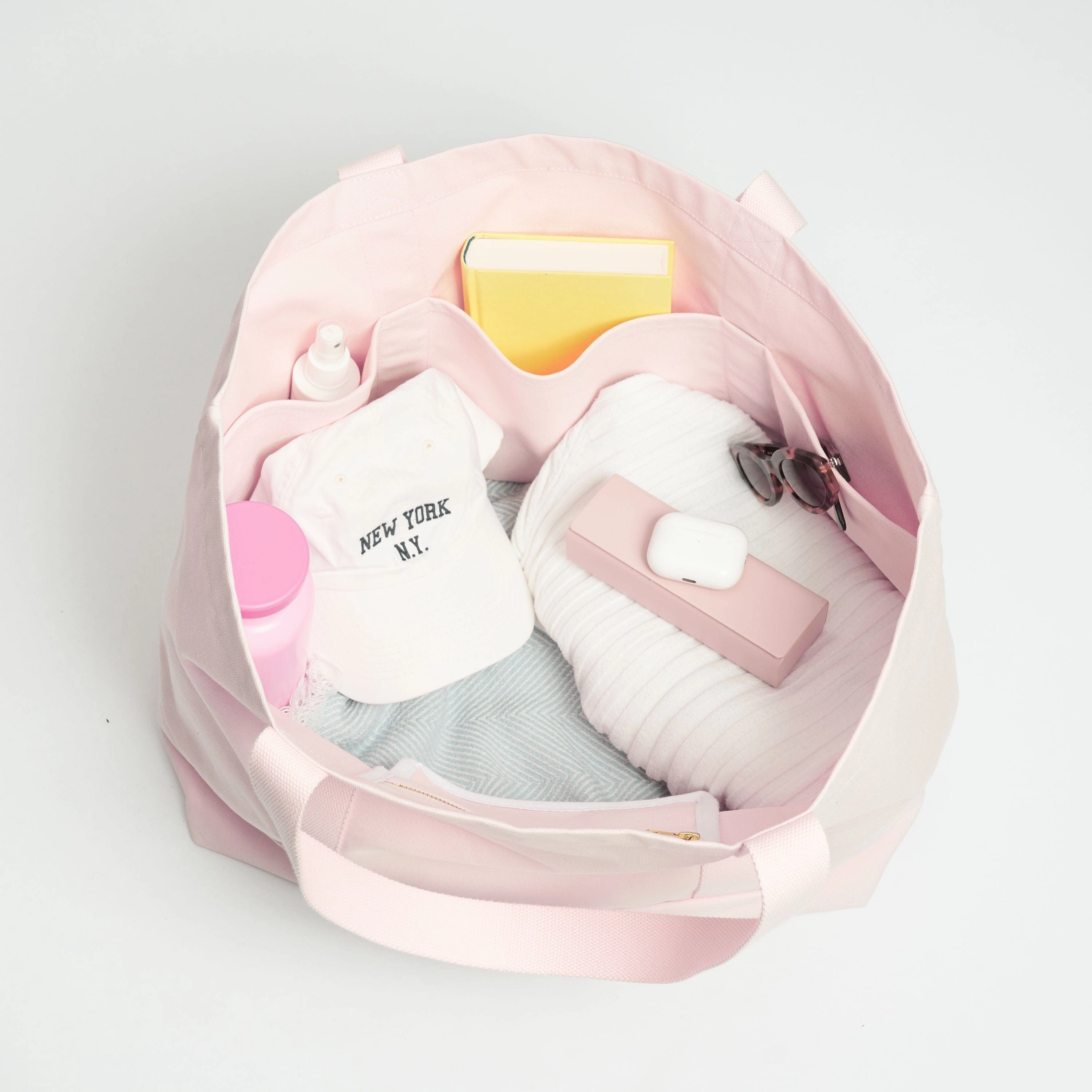 Natural Cotton Canvas Beach Bag | Blush Pink