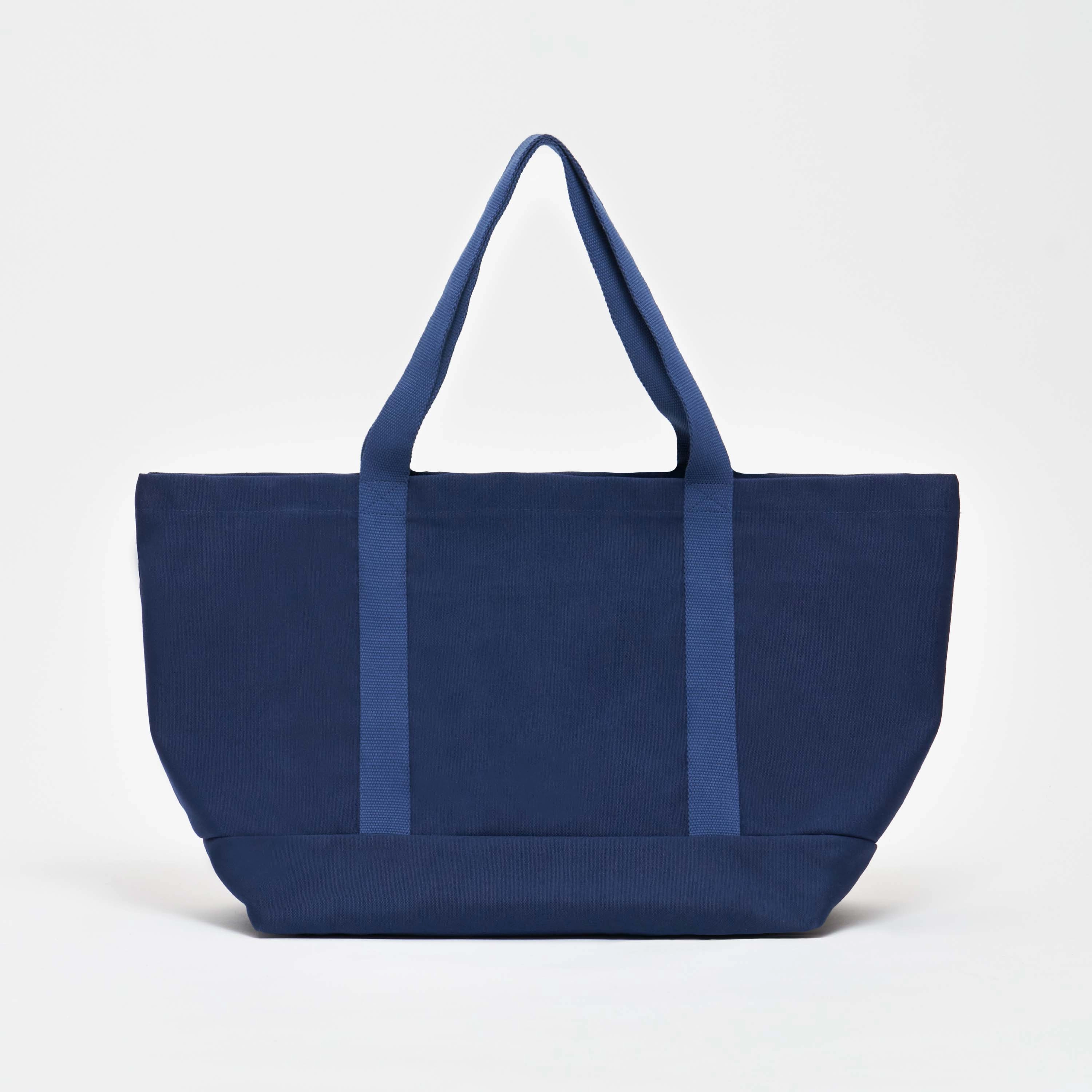 Natural Cotton Canvas Beach Bag | Navy