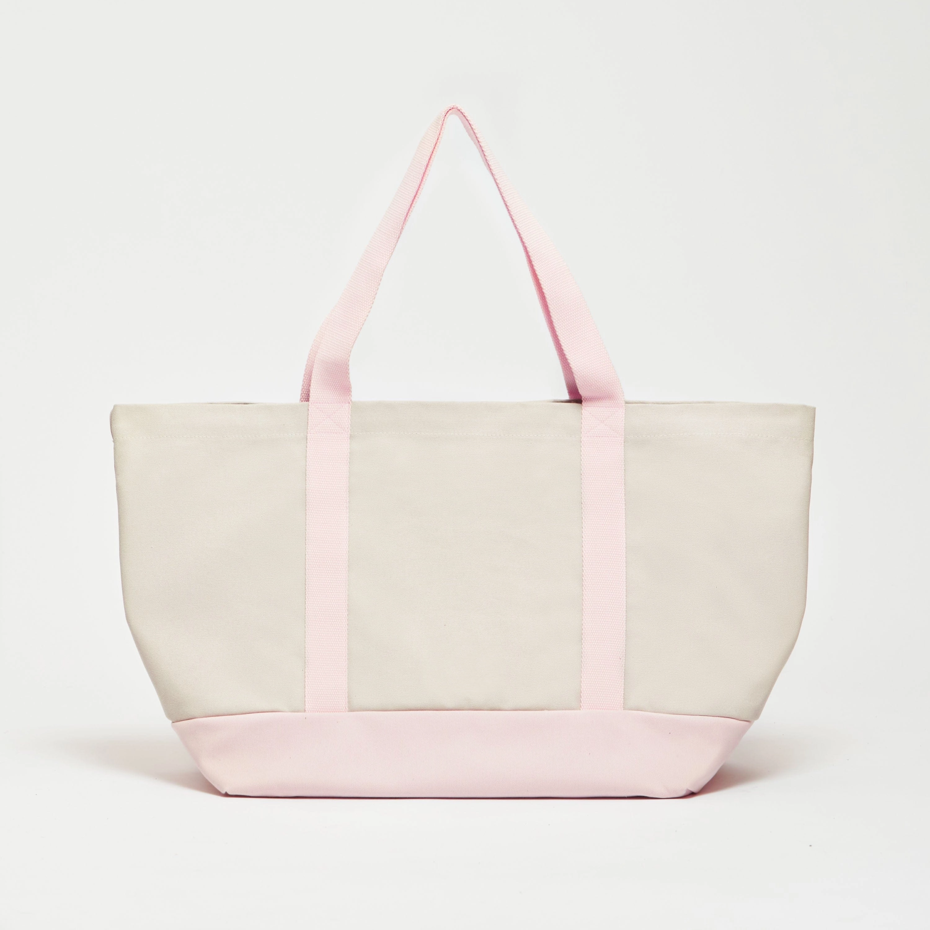 Natural Cotton Canvas Beach Bag | Sand & Pink