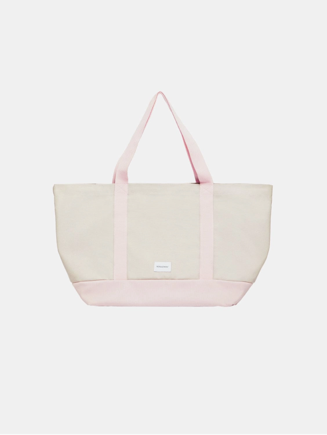 Natural Cotton Canvas Beach Bag | Sand & Pink