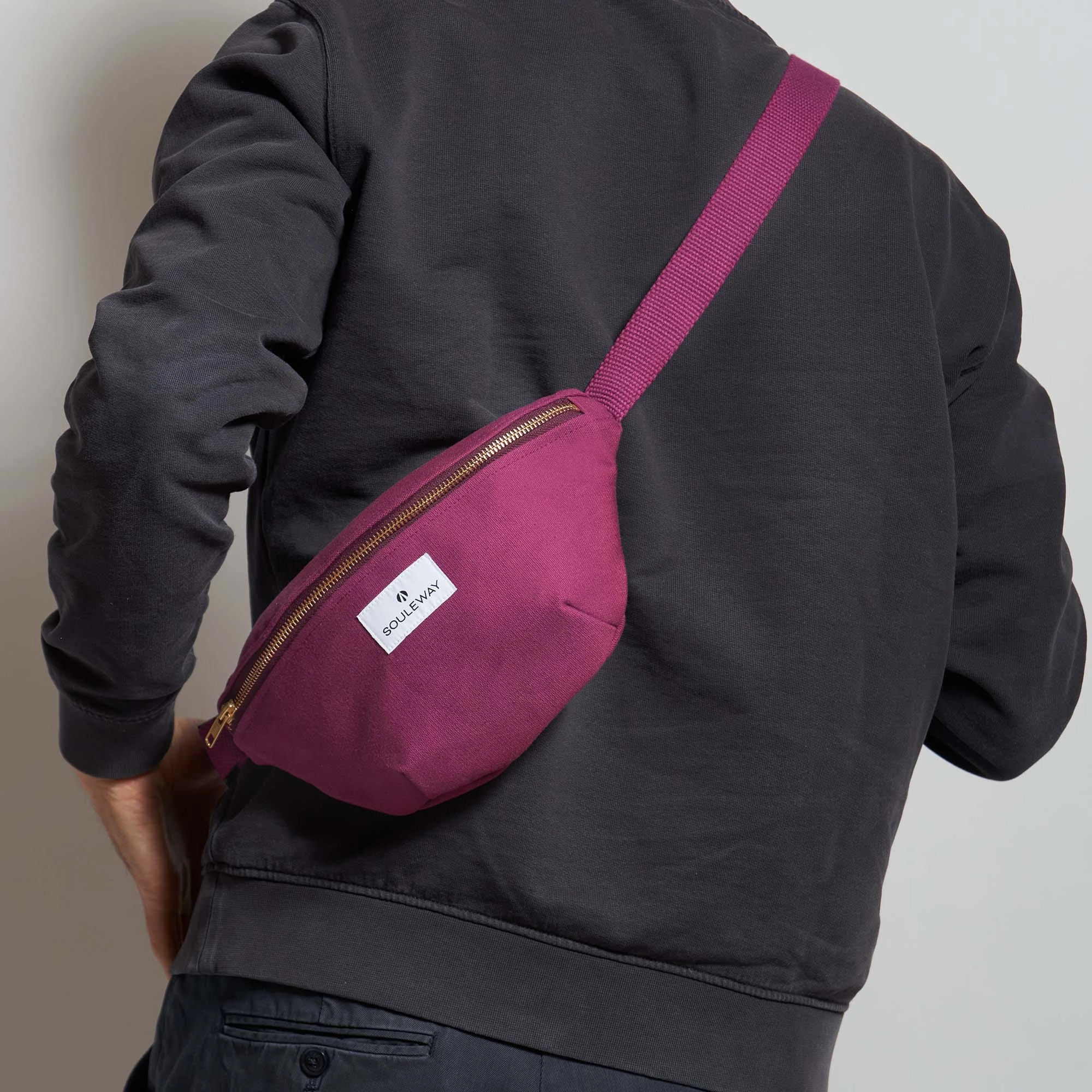 Natural Cotton Canvas Bum Bag | Bordeaux Red