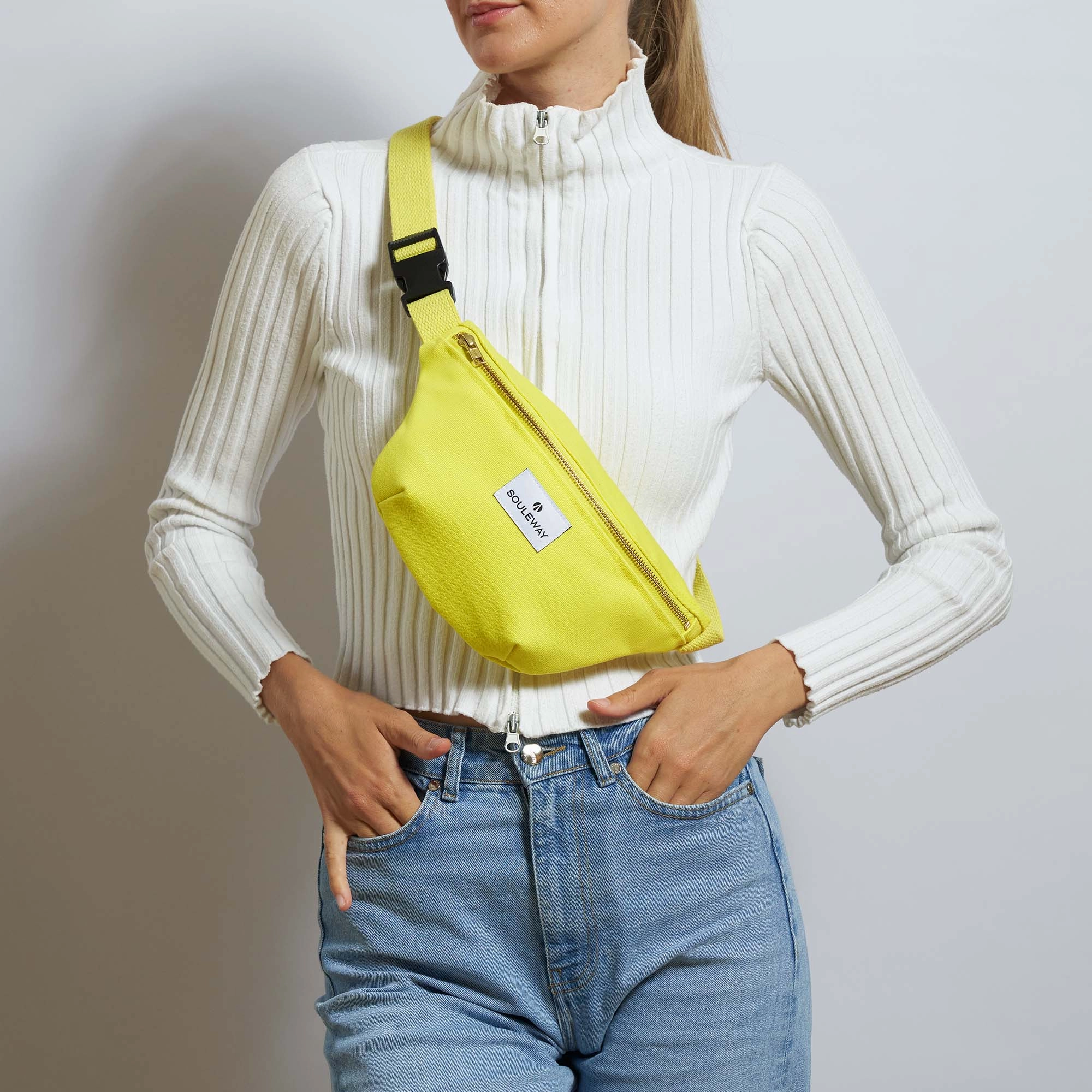 Natural Cotton Canvas Bum Bag | Bright Lemon