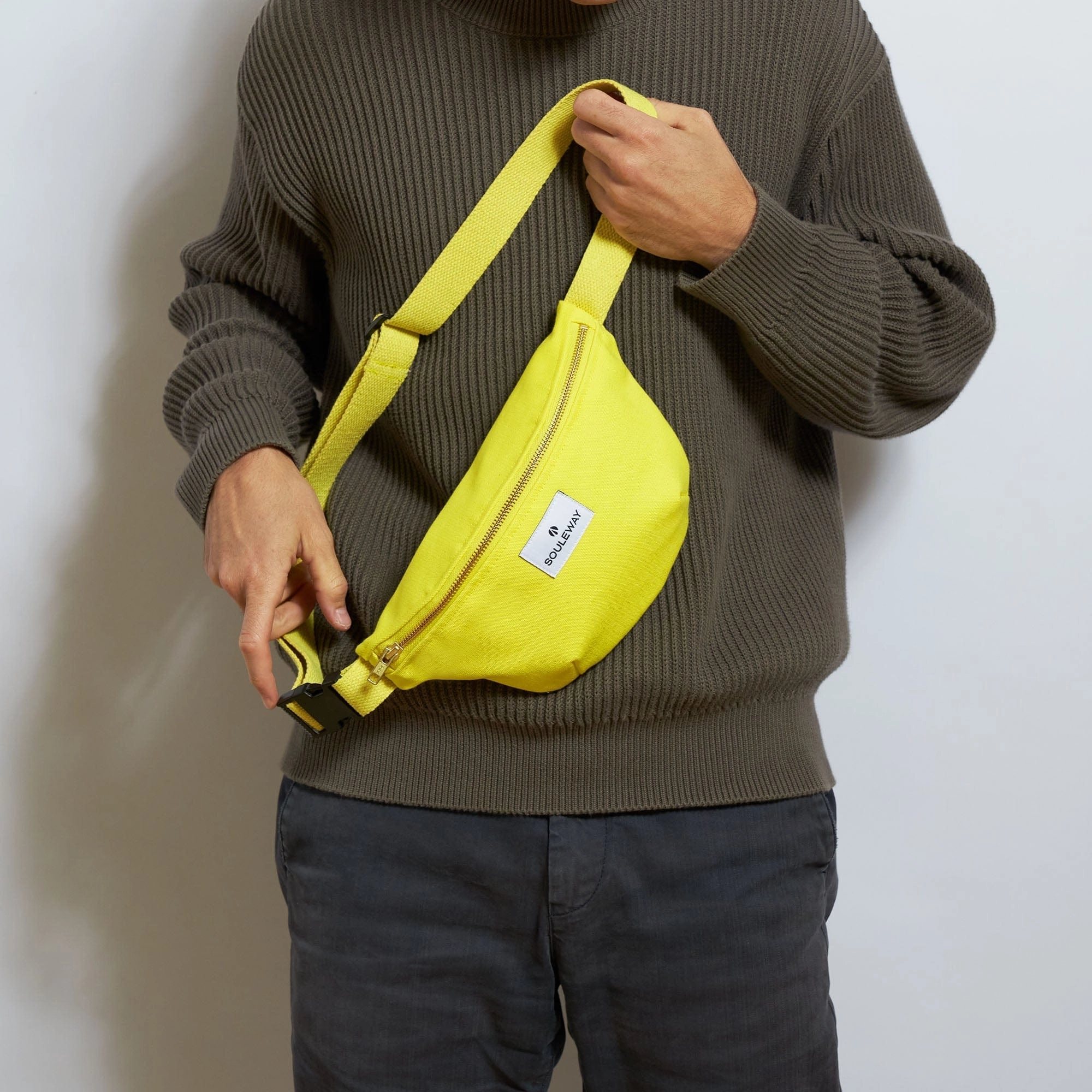 Natural Cotton Canvas Bum Bag | Bright Lemon