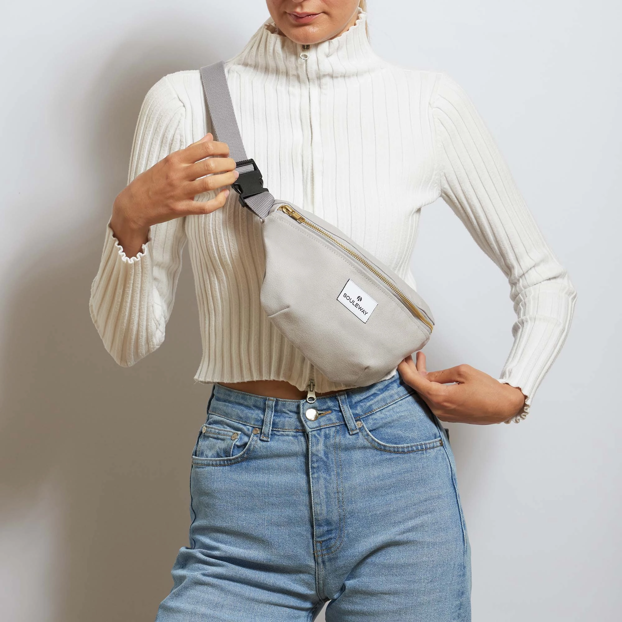 Natural Cotton Canvas Bum Bag | Dust Grey
