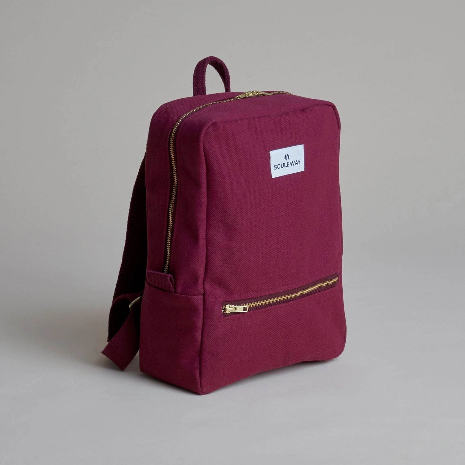 Natural Cotton Canvas Daypack | Bordeaux Red