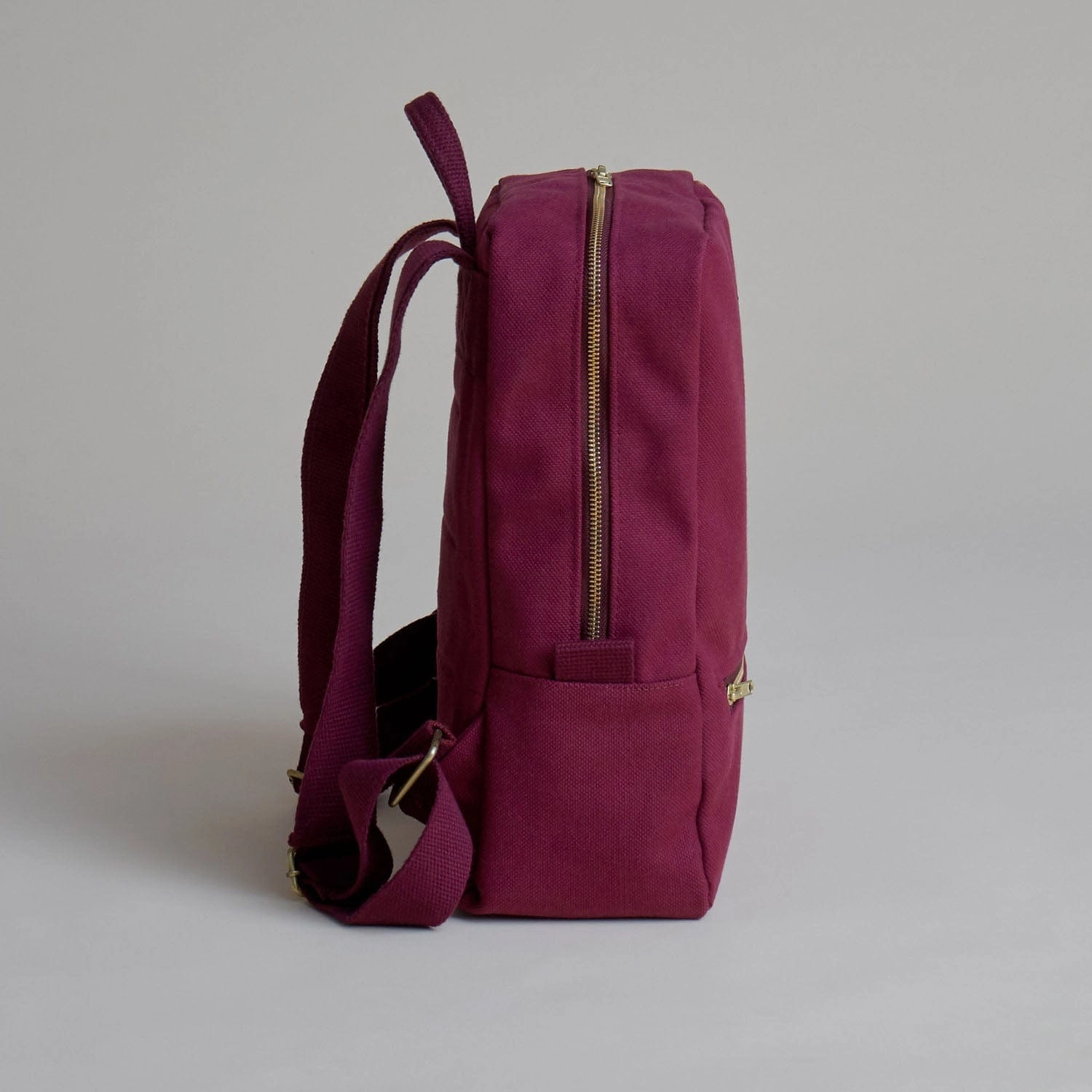 Natural Cotton Canvas Daypack | Bordeaux Red