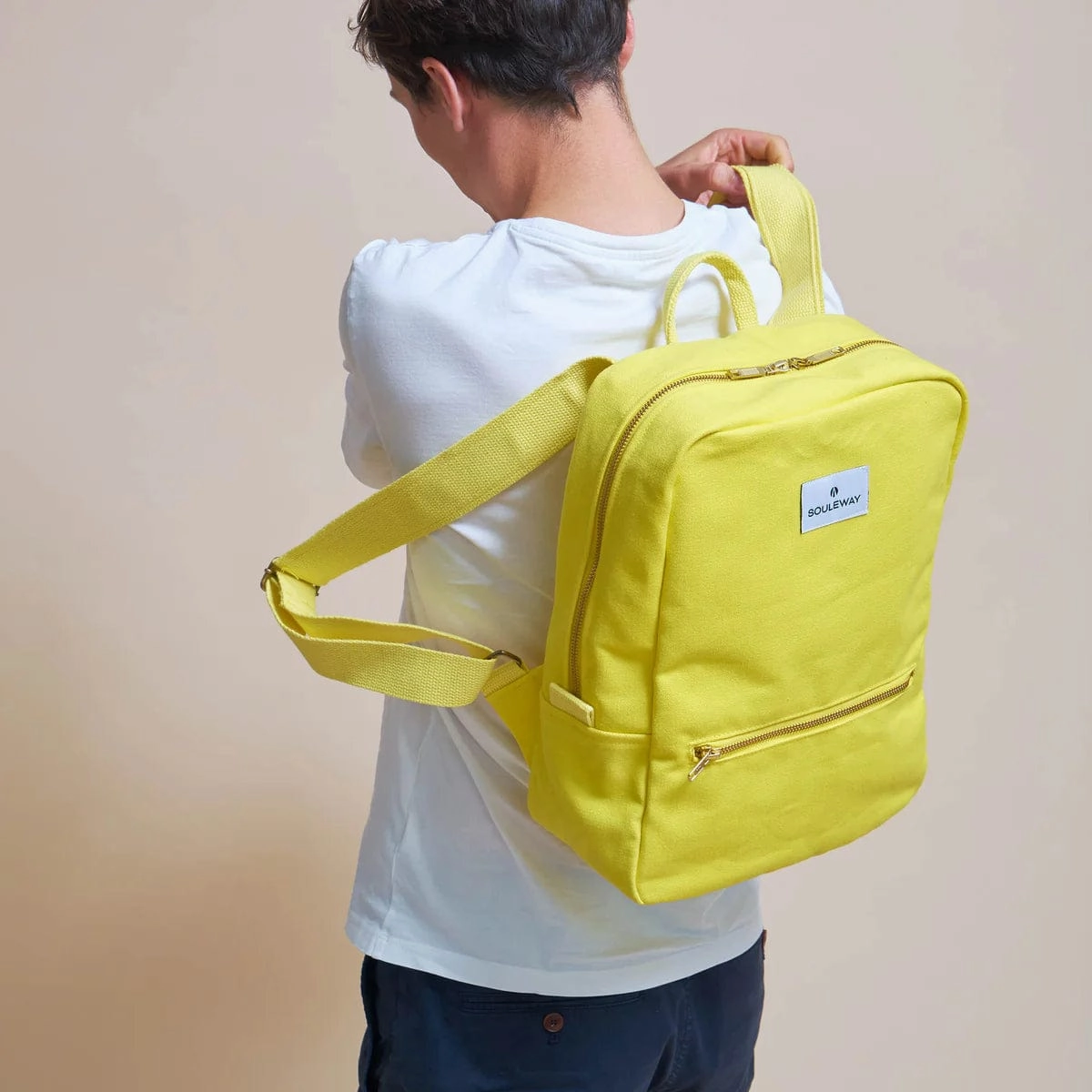 Natural Cotton Canvas Daypack | Bright Lemon