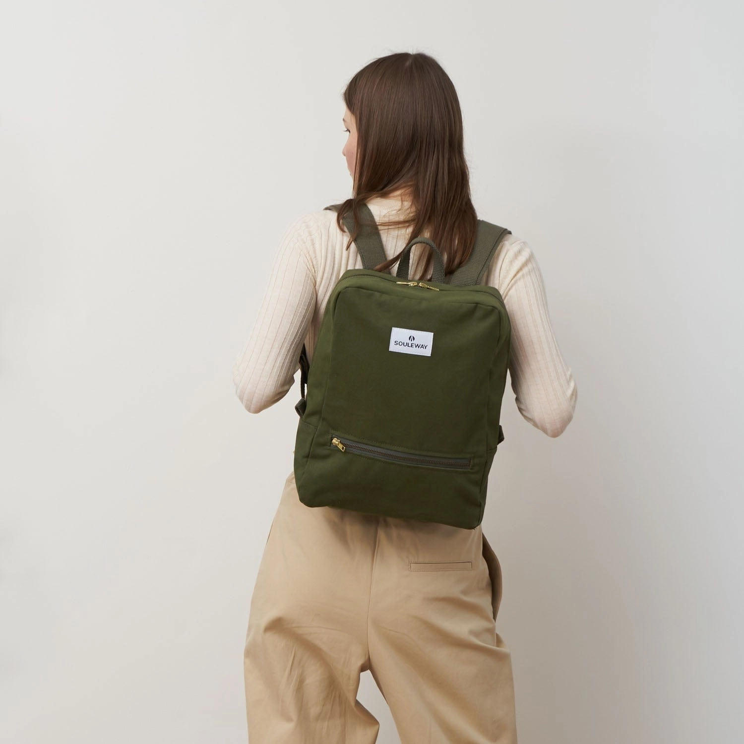 Natural Cotton Canvas Daypack | Dark Olive