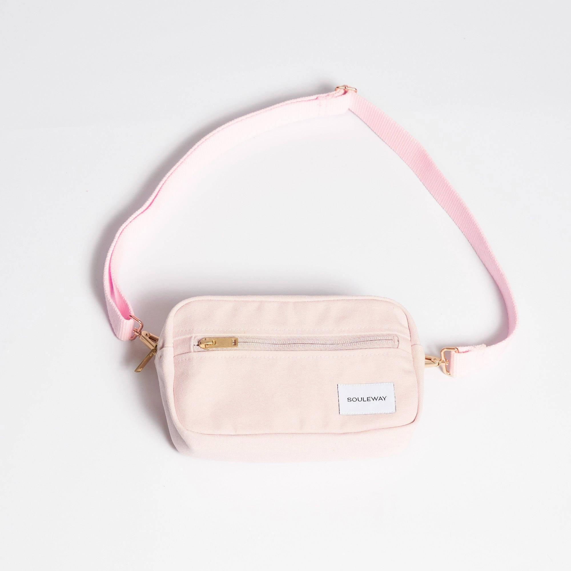 Natural Cotton Canvas Hip Bag | Blush Pink