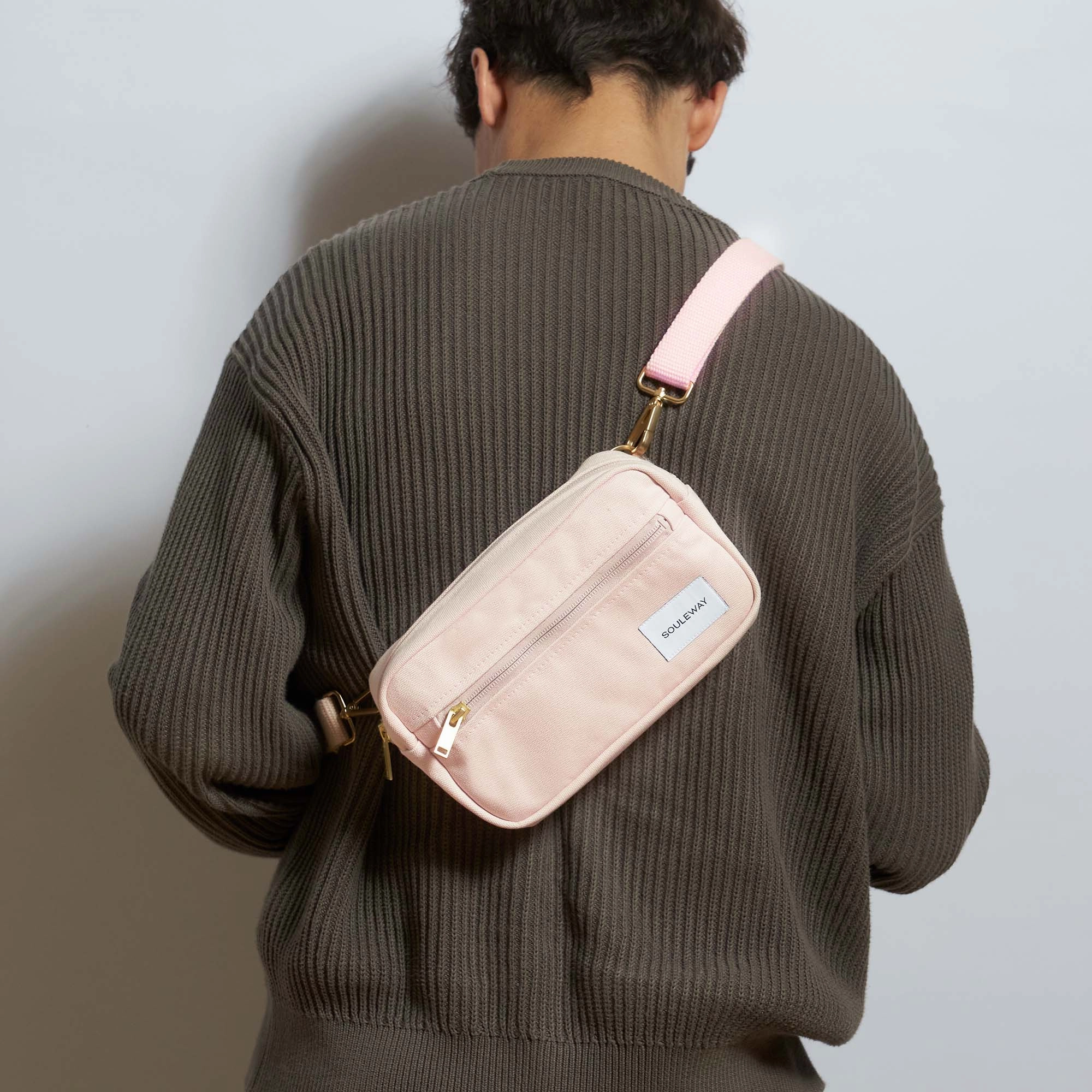 Natural Cotton Canvas Hip Bag | Blush Pink