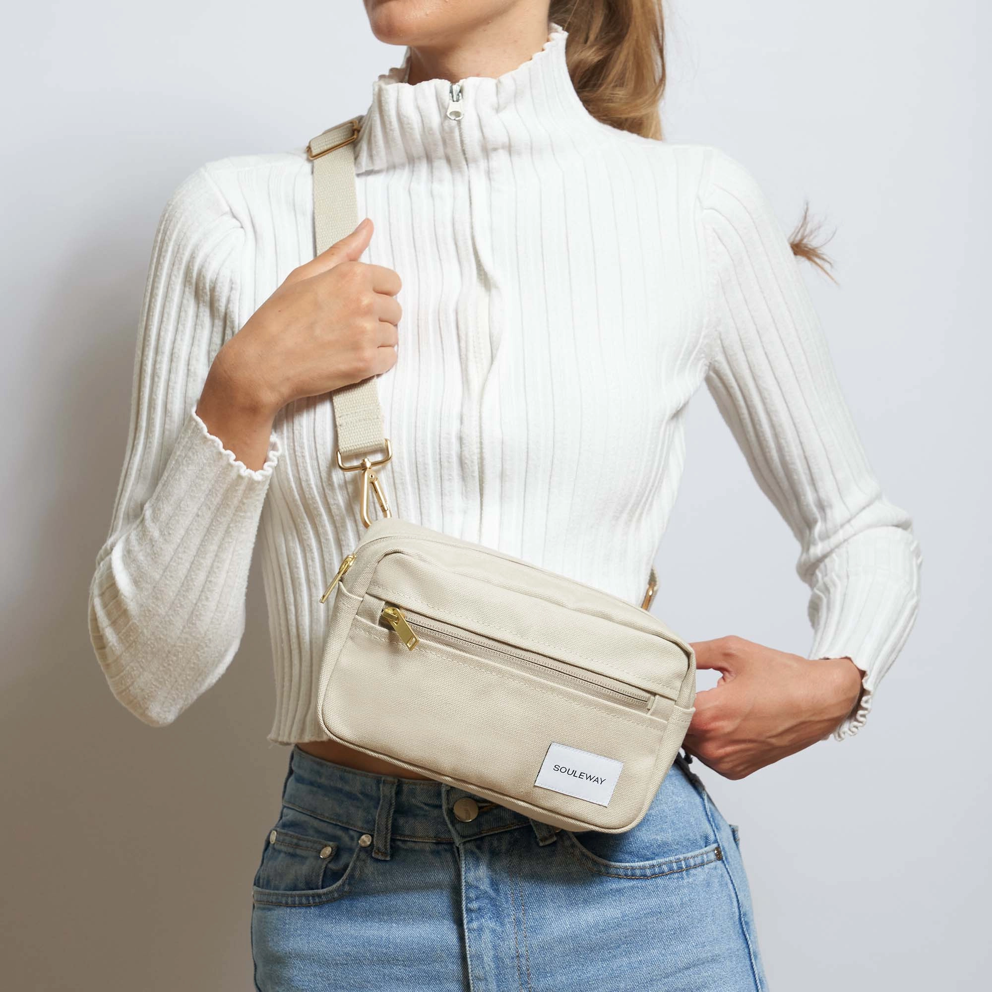 Natural Cotton Canvas Hip Bag | Desert Sand
